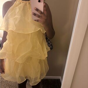 SHEIN Yellow Ruffled Mini Dress